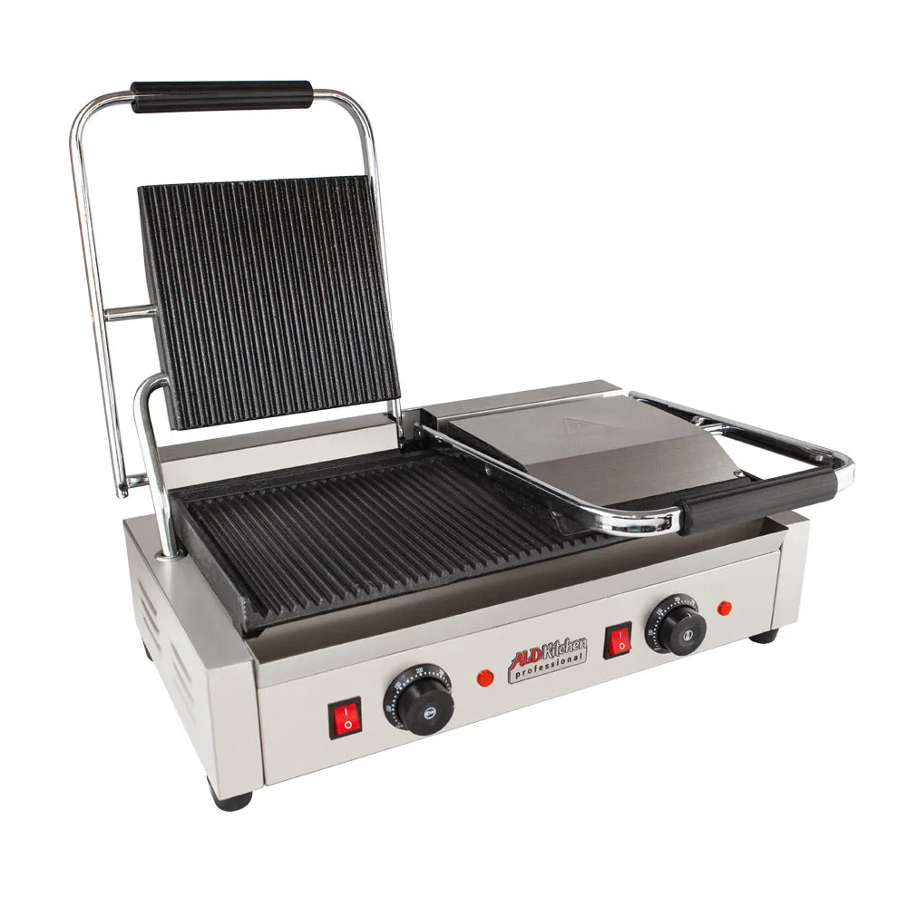 AP-692 Double Panini Press | Sandwich Maker | Cast-Iron Ribbed Plates | Adjustable Control | Nonstick