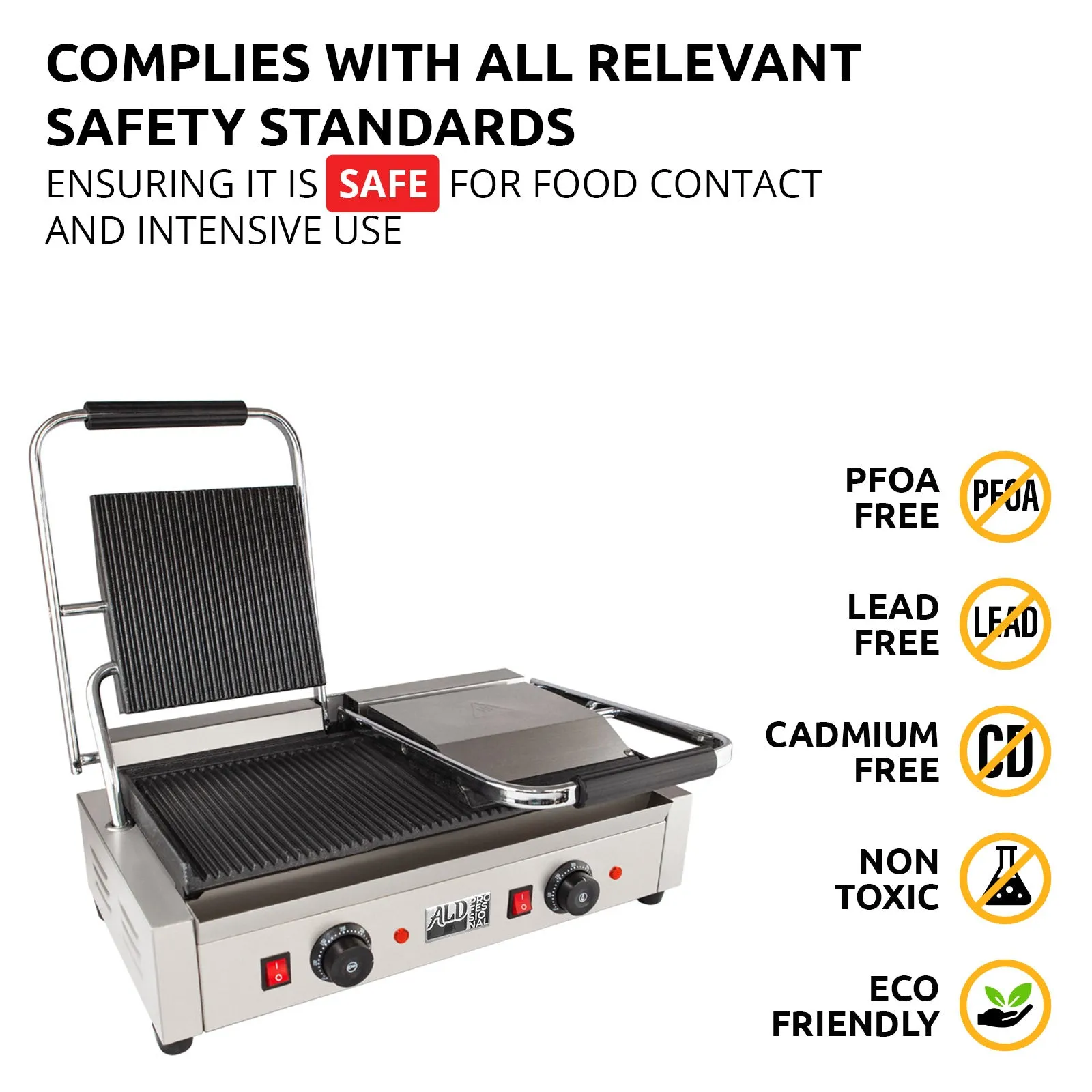 AP-692 Double Panini Press | Sandwich Maker | Cast-Iron Ribbed Plates | Adjustable Control | Nonstick