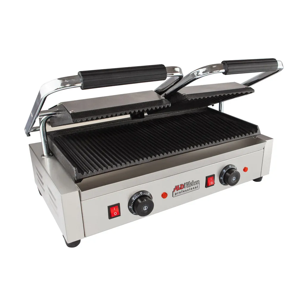 AP-692 Double Panini Press | Sandwich Maker | Cast-Iron Ribbed Plates | Adjustable Control | Nonstick