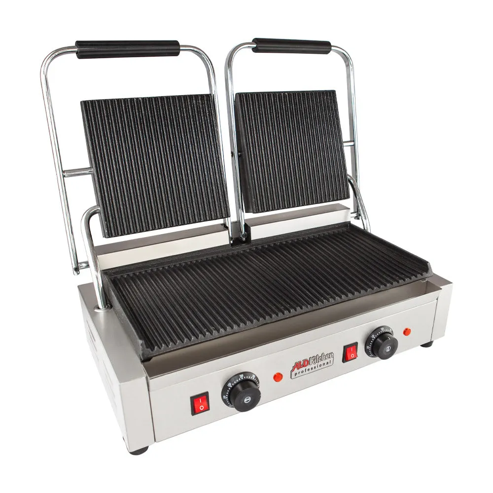 AP-692 Double Panini Press | Sandwich Maker | Cast-Iron Ribbed Plates | Adjustable Control | Nonstick