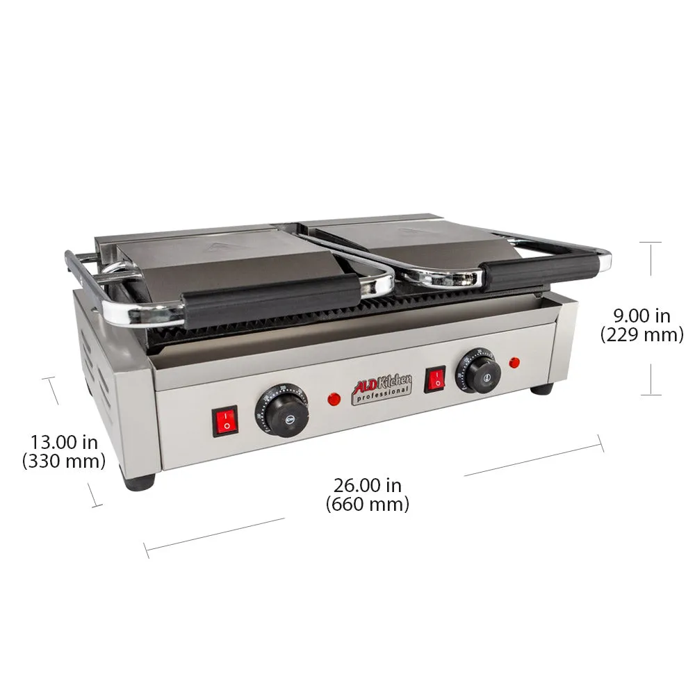 AP-692 Double Panini Press | Sandwich Maker | Cast-Iron Ribbed Plates | Adjustable Control | Nonstick