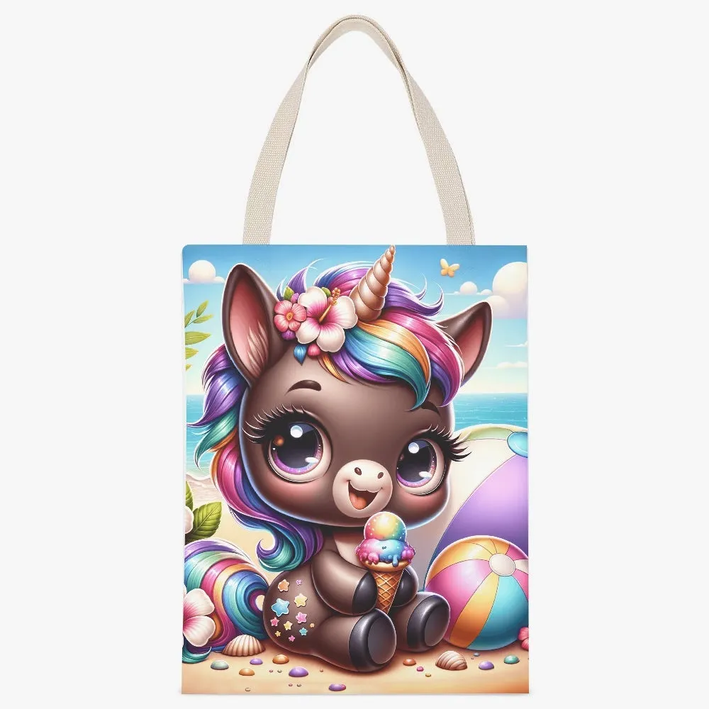 Beach Fun Unicorn Canvas Tote