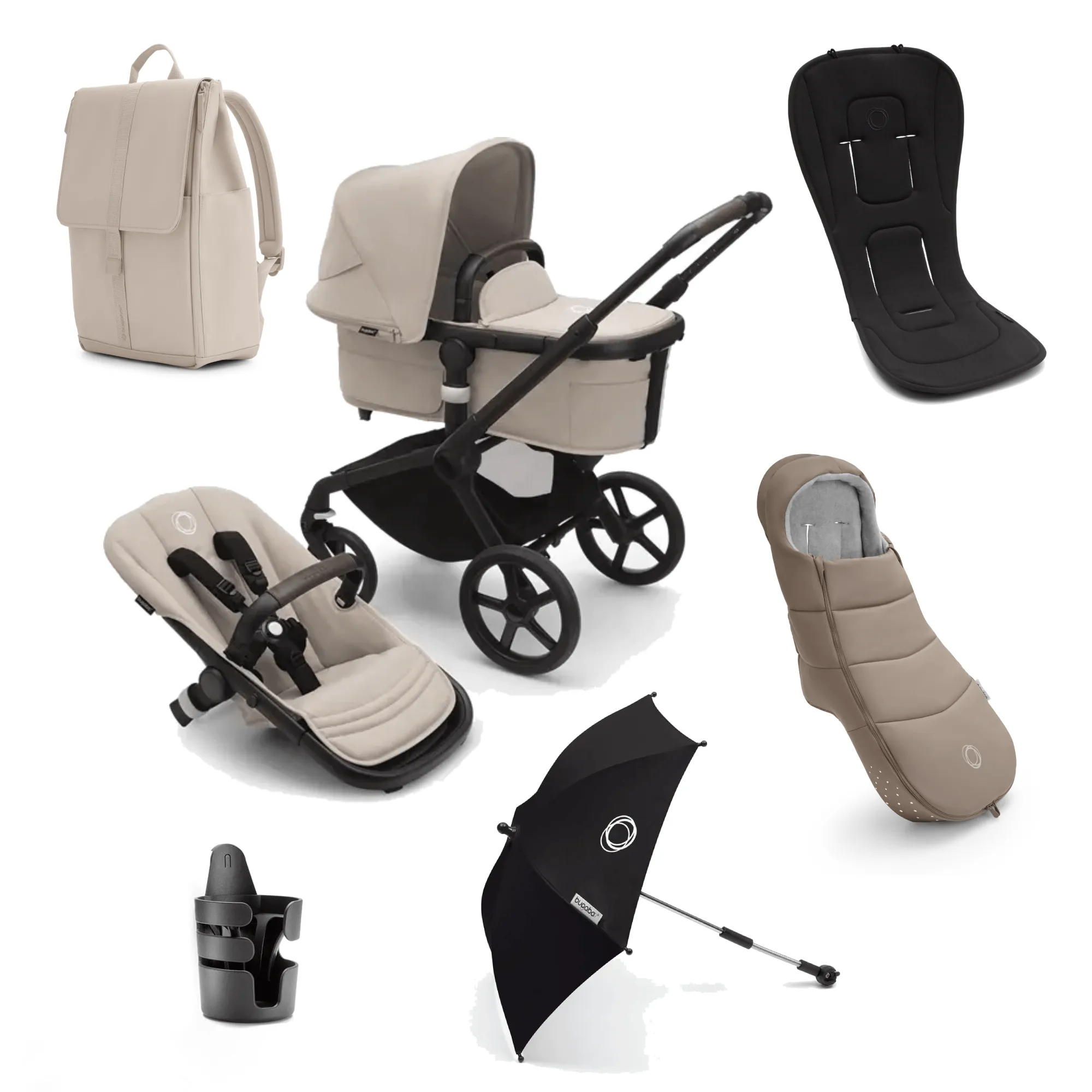 Bugaboo Fox 5 Essential Bundle - Black/Desert Taupe/Desert Taupe