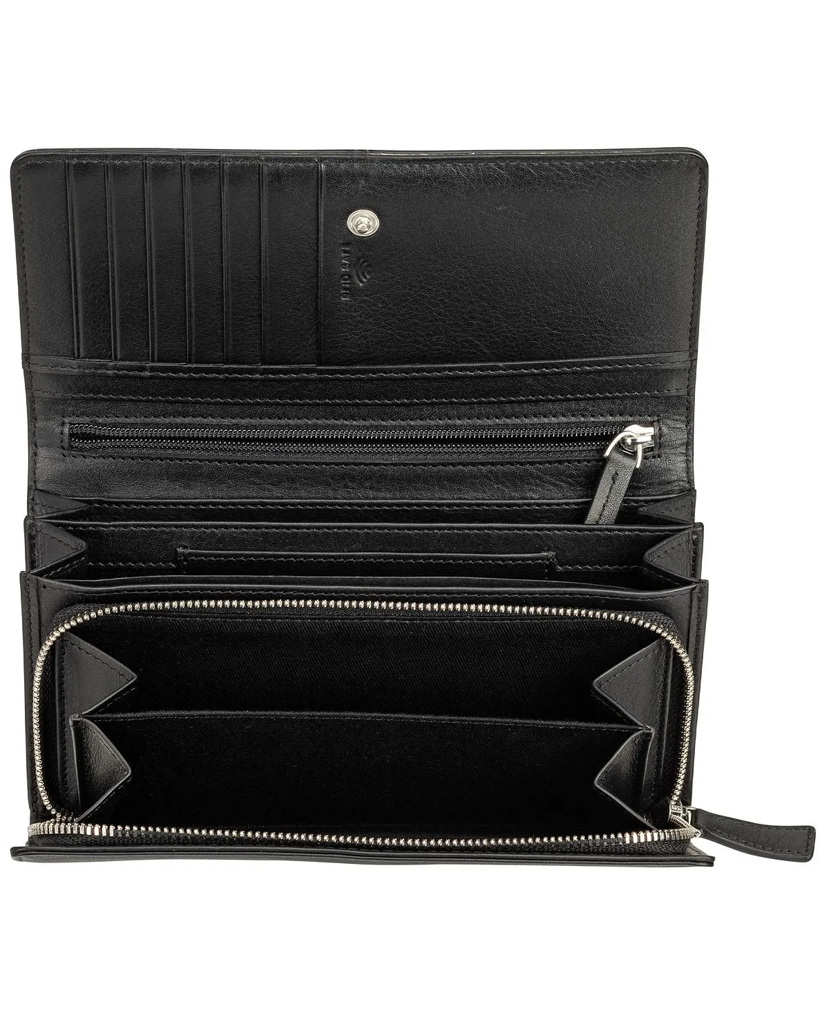Croco Collection Women's Wallet with Mancini RFID Secure Clutch, Black