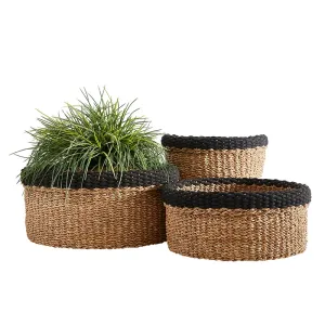 Cylinder Basket Set - Black Rim Set of Three