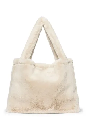 Neutral Faux Fur Mom Bag