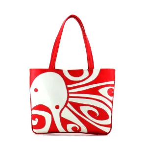 "Ocho" Octopus Vegan Flat Tote Design by Berkeley Artist Michelle White (Multicolored )