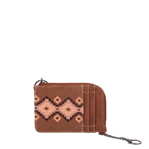 Wrangler Dark Brown Southwestern Art Print Mini Zip Card Case